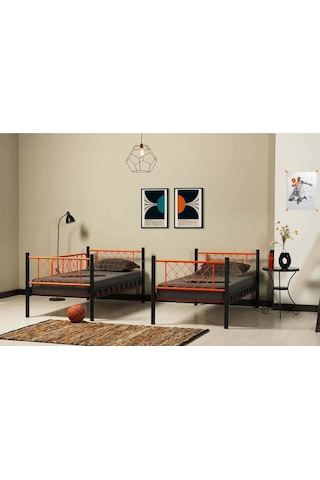 Reyo Metis Genç Çocuk Yatak Odası Metal Ranza Ve Karyola Turuncu 90x200 90 X 200