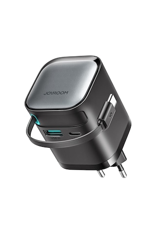 Joyroom JR-TCL02EU Gan 65 W Kablolu 2 Portlu Şarj Cihazı Siyah