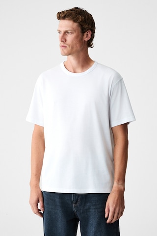 Grimelange Peltz Erkek Relaxed Bisiklet Yaka Kısa Kollu Beyaz T-shirt Beyaz