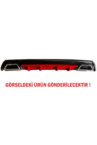 Renault Clio 4 Difüzör Arka Tampon Eki 2 Egzoz Çıkışlı Kırmızı Lüx Tip