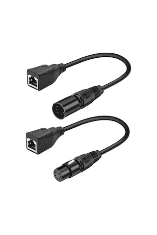 Yifomall Dmx Sahne Işık Sinyali Aktarımı İçin 5 Pin Xlr Erkek/dişi Rj45 Adaptör Kablosu Seti 2 Adet 0.5m Siyah Ethernet Konvertörü Diğer