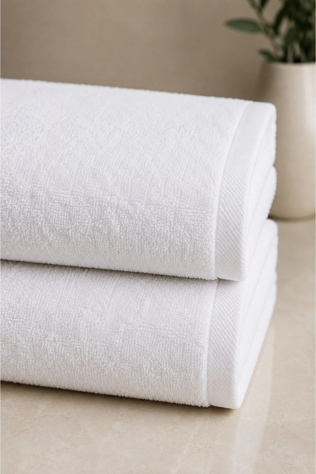 2'li 270gr 50x90 Cm Beyaz El Yüz Havlusu Seti %100 Pamuk Yumuşak Dokulu Yüksek Emici Düz Havlu