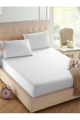 Şanlı Çift Kişilik Penye Lastikli Çarşaf Beyaz