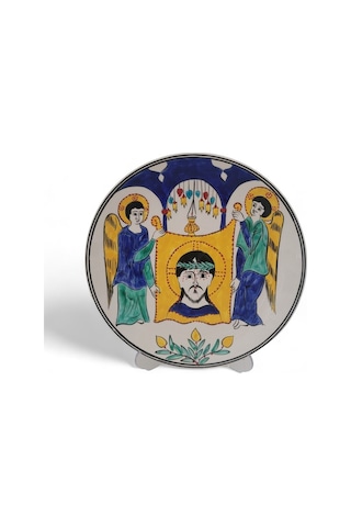 İsa Mesih'in Taşınan Portresi 25x25 Cm El Boyama İznik Çini Tabak
