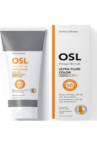 Osl Omega Skin Lab Ultra Fluid Spf 50 Brown Color 50 Ml Renkli Güneş Koruyucu