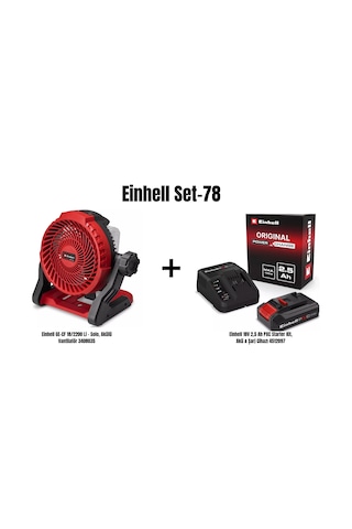 Einhell Set-78 Einhell Ge-cf 18/2200 Li Akülü Vantilatör+einhell 18v 2,5 Ah Pxc Starter Kit, Akü & Şarj Cihazı