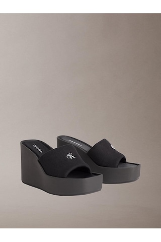 Calvin Klein Kadın Wedge Canvas Detaylı Sandalet-14745 Siyah