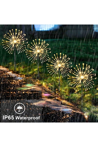 Güneş Enerjili Işıklar Bakır Tel Yıldız Yağmuru Havai Beyaz L5967w-4 Beyaz