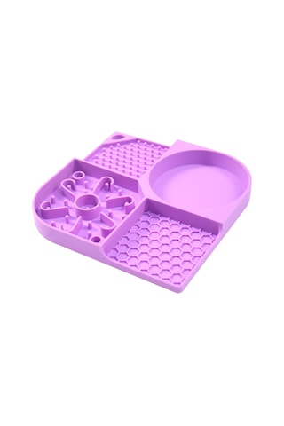 Qingmipy Mor Silikon Köpek Yavaş Yeme Matı, Çekmeceli Kare, Farklı Yemek Yerleştirme, Duş Veya Oyun Sirki, Evcil Hayvan Tutturucu Diğer