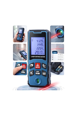 Asr Asr945 Lazer Terazili Dijital Mesafe Ölçer - Mavi 100 Metre