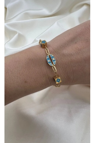 Bb Çelik Mavi Uğur Böceği Bileklik