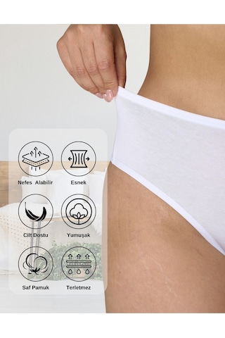 Alya Underwear Kadın Külot Yüksek Bel Tanga, Toparlayıcı - 2 Siyah, 1 Beyaz, 2 Ten S, M, L, Xl, 2xl - 5 Adet Beyaz P05