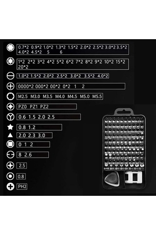 115 Parça Manyetik Tornavida Seti Profesyonel Onarım Kiti, Laptop, Telefon, Saat Tamiri İçin