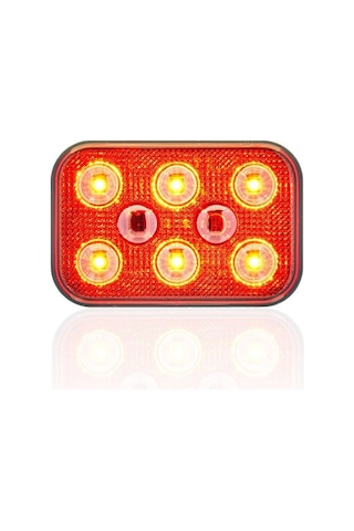 Sanel 12v Universal Kare 6 Led Dış Makan Uyumlu Kırımızı Sbd12r6