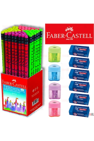 Faber Castell 72 Kurşun Kalem Krşk Renk + 4 Açacak + 6 Silgi