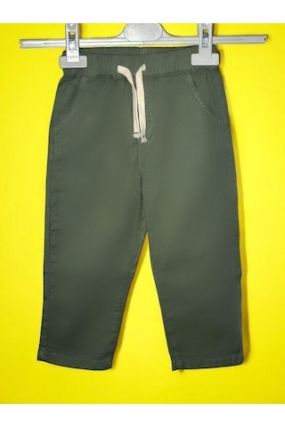 Erkek Bebek Keten Beli Paçası Lastikli Pantolon-15708 Yeşil