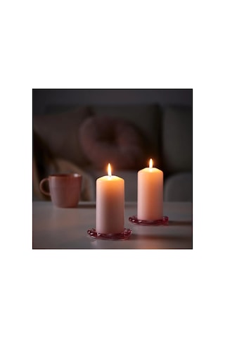 Ikea Daglıgen Cam Kaplı Kokulu Mum 6,8 X 14 Cm Kokusuz Pembe