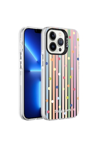 Apple Uyumlu iPhone 13 Pro Max Uyumlu Desenli Zore Silver Sert Kılıf-noktalar Noktalar -