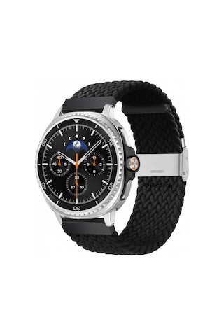 Samsung Galaxy Watch 8 40mm / 44mm / 46mm Classic Uyumlu Metal Clips Kumaş Örgü Akıllı Saat Kordon