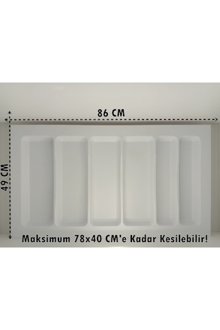 85x49 Cm. 6 Bölmeli Beyaz Çekmece Içi Düzenleyici Kepçelik 80 40 Cm'e Kadar Ücretsiz Kesilir - 86x49byzkpc Beyaz