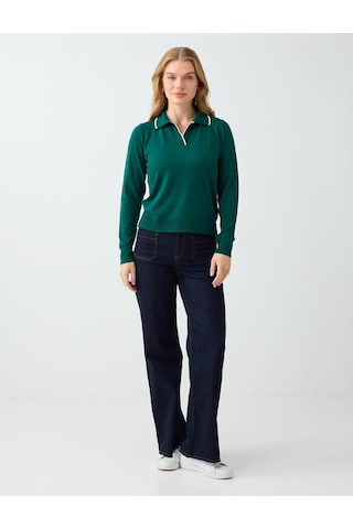 Jimmy Key Koyu Yeşil Polo Yaka Basic Triko Kazak 6ww137159320
