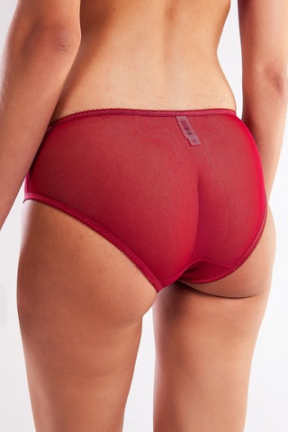 Golshan Gaspara Mini Slip, Kadın Güpürlü Tüllü Şarap Renkli Normal Kesim Külot Çok Renkli