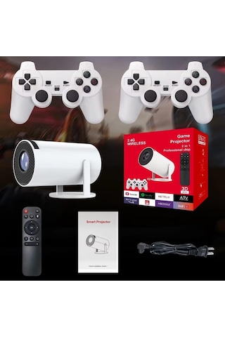 4k Android Taşınabilir Projeksiyon, Ultra Hd, Netflix, Prime, Dolby Ses, Taşınabilir, Beyaz-135650