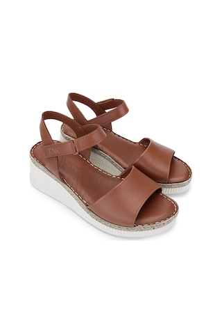 Tamer Tanca Kadın Hakiki Deri Taba Comfort Sandalet 1107 108 Bn Sndlt Y25 K.taba Dr Koyu Taba