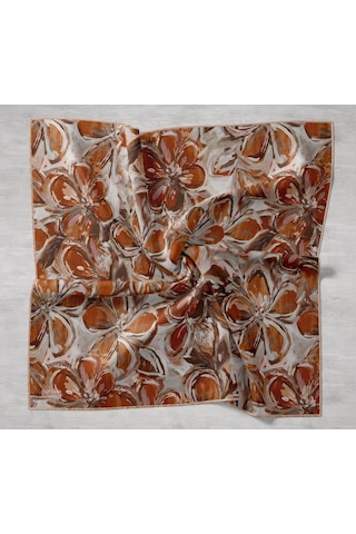 Silk Home Tivil İpek Eşarp Ist 11501- 15 Kiremit Çiçek Desen