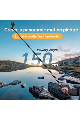 Tongxida 360 Derece Dönen 1,5m Selfie Çubuğu Katlanabilir Tripod Gopro Hero / Insta360 / Djı Osmo Action Siyah