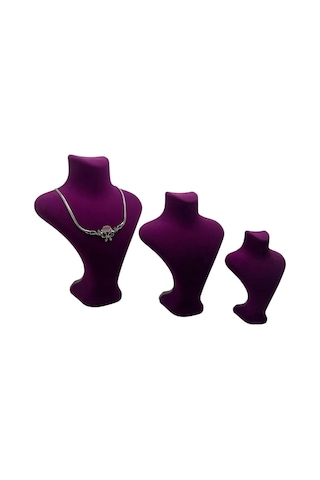 Yerli Üretim Süet Kumaş Fuşya Renk Üç Boy Takı Mankeni Çok Renkli