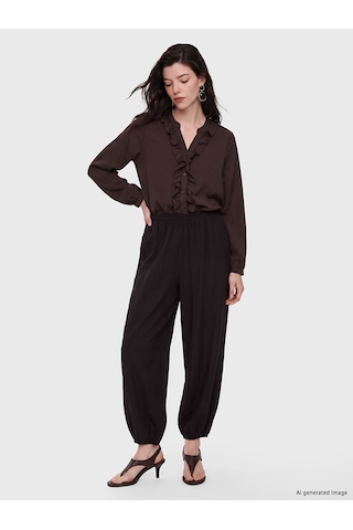 Lcw Comfort Kahverengi Beli Lastikli Kadın Jogger Pantolon