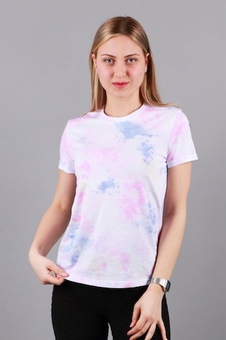 Kadın Bisiklet Yaka T-shirt Tşört Pembe