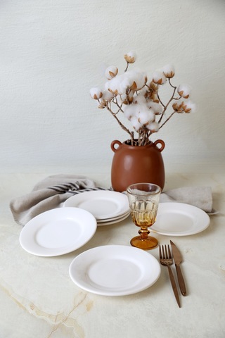 Keramika Beyaz Linda Pasta Tabağı 19 Cm 6 Adet 006 Beyaz
