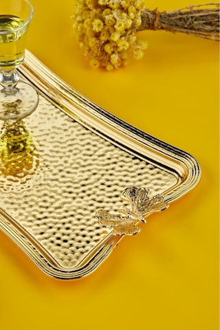 Cooker Özel Lüx Dikdörtgen Paslanmaz Çelik Tepsi 26 Cm Altın