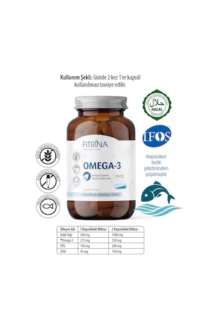 Fıtrina Omega-3 Balık Yağı 60 Kapsül