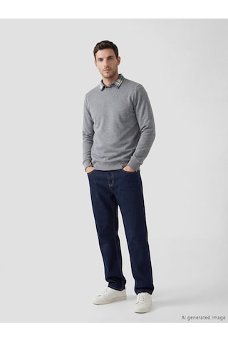 Lcwaıkıkı Classic Gri Gömlek Yaka Erkek Sweatshirt