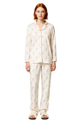 Ersefa Kadın Çiçek Desenli Gömlek Yaka Waffle Pijama Seti Fonksiyonel Da Çok renkli