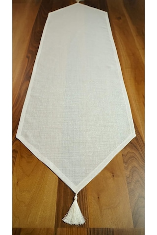 Viemso Simli Keten Runner Püsküllü, Kırık Beyaz, 45x150cm Sku: Smg8690010191106 30 x 50