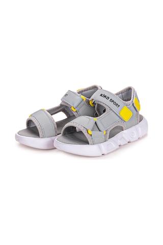Kiko Kids Cırtlı Yürüyüş Erkek Çocuk Sandalet 2722-27 Gri - Sarı