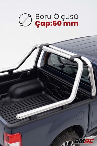 Ford Ranger 2011-2022 Uyumlu Araca Özel Kobra Ø60mm Rollbar Krom