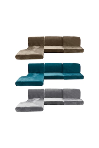 Xiyyadms Halka Kapalı Gri Gümüş Tilki Kadife Koltuk Kılıfı - Tam Kapama M Bedeni - Poliester Materyal Açık Gri