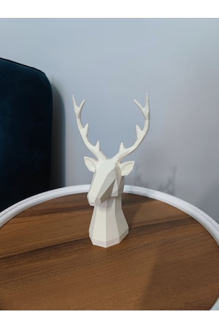 Geyik Figürlü Modern Dekoratif Hediyelik Biblo Kemik Beyazı 22cm Gizzstore Home