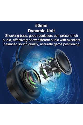 Xindoker Siyah 7.1 Surround Sesli Kablolu Oyun Kulaklığı - Gürültü Engelleme Mikrofonlu Rgb Işıklı Oyuncu Kulaklığı