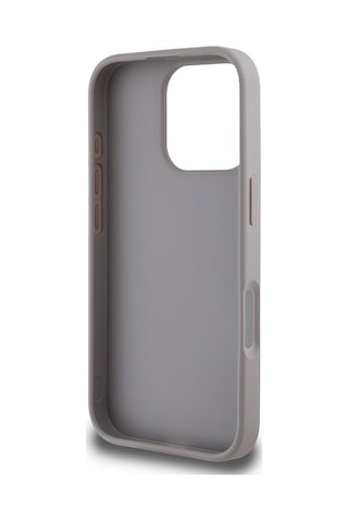 Apple Uyumlu iPhone 16 Pro Max Kılıf Guess Lisanslı Beyaz Gül Baskılı Büyük 4g Metal Logolu Kapak Lavanta Gri