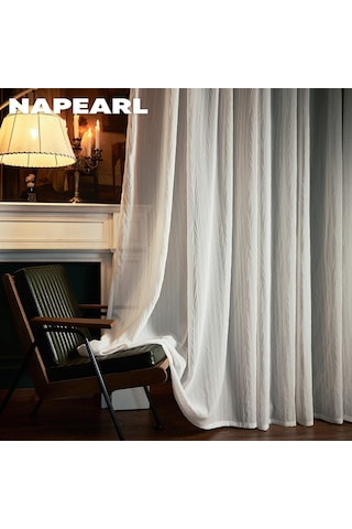 1 Adet Napearl Modern Beyaz Kumaş Yükseltme Çizilmeye Dayanıklı Tül Pencere Sırf Perde Oturma Odası Perdesi Ev Dekor İçin W100cm X L250cm
