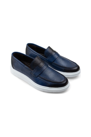 Deery Hakiki Deri Mavi Comfort Erkek Loafer Mavi (548641236) Mavi