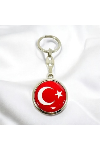 Türk Bayrağı Kırmızı Anahtarlık, Çift Taraflı Bombeli
