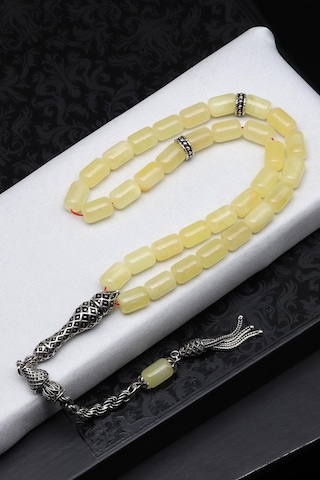 Damla Kehribar Silindir Kesim Tesbih Litvanya Sertifikalı