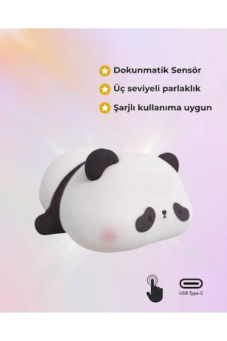 Silikon Panda Gece Lambası Sarı Işık